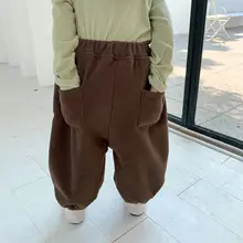 Детские повседневные штаны для малышей г., новые зимние стильные бархатные брюки в Корейском стиле для мальчиков и девочек одежда для маленьких детей