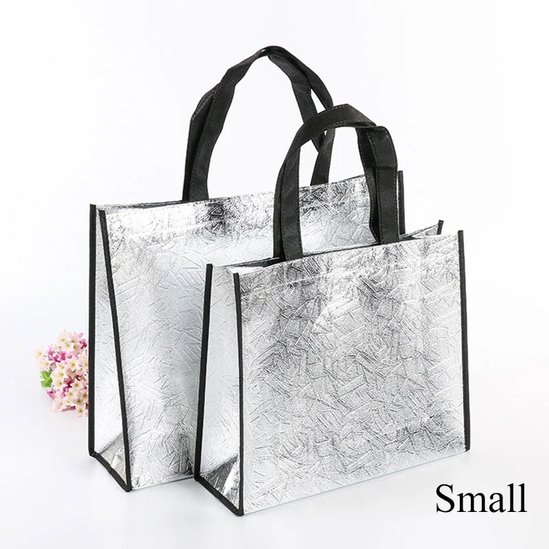 Новая женская сумка из лазерной ткани, Нетканая сумка через плечо, женские одиночные повседневные сумки для покупок, Большая вместительная сумка-тоут, серебряная сумка - Цвет: small silver