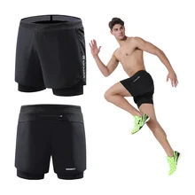 Быстросохнущие мужские шорты для бега 2 в 1, спортивные шорты для марафона с карманом на молнии, мужские шорты для баскетбола, тренировок, пробежек