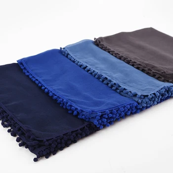 

10 pcs/lot Winter Scarf plain shawls hijab muslim wrap headband 13 color Women Cotton Scarf Pom Balls scarves/scarf 180*80cm