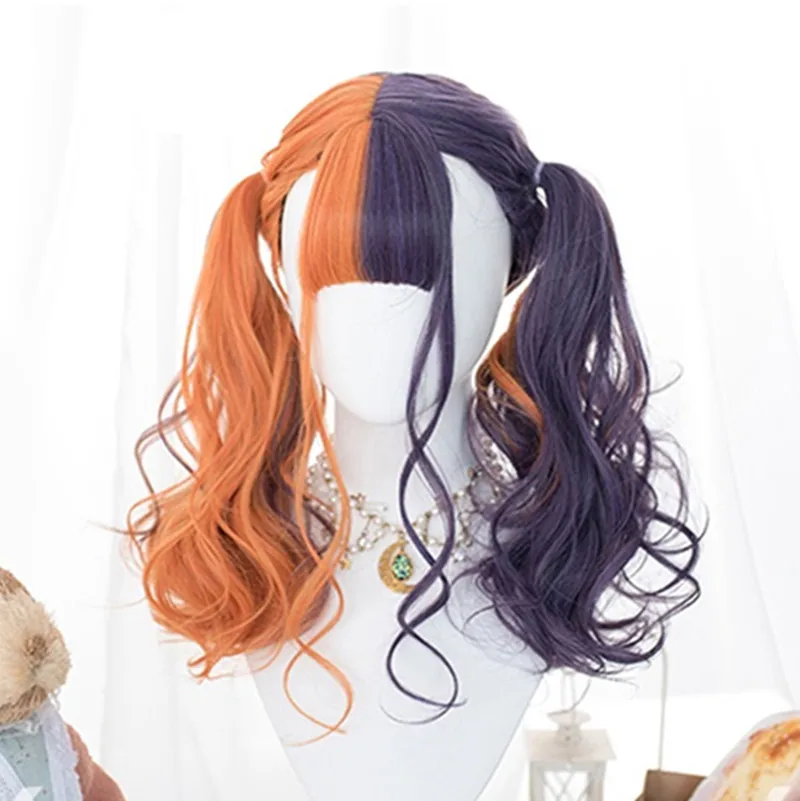 Cosplaymix 60cm Lolita Orange Purple Ombre Long Curly Bangs Cute Synthetic Hair And Halloween Devil Horns Cosplay Wig Costume Props Aliexpress