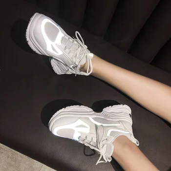 

High Quality Trainers Platform 6CM Sneakers Women Shoes Breathable Outdoor Sports Women Running Chunky Sneakers Plus Size 35-42