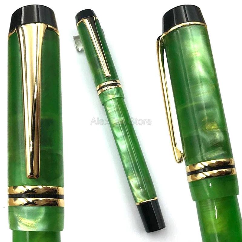 Kaigelu 316 Marble Celluloid Fountain Pen 22KGP Medium Nib Green Phantom Pattern For Business Gift Stationery