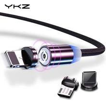 YKZ Магнитный кабель Micro USB кабель для iPhone samsung type C Магнитный зарядный USB кабель Micro USB C Магнитный телефонный кабель освещение