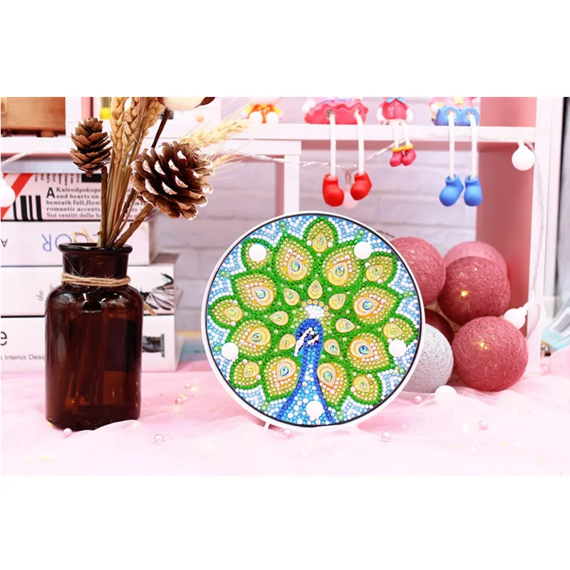 

Full Round Shinny DIY LED Diamond Lamp New Pattern Peacock Diamond Mosaic Painting Ornament Luminous Night Light ZXD018