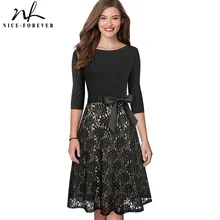 Хорошее-forever винтажное элегантное кружевное лоскутное платье с полосками vestidos деловые вечерние пышные зимние женские платья A160