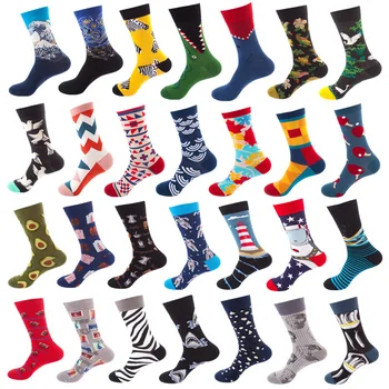 

5Pairs/lot Spring New Arrived Happy Socks Men Funny Art BritishStyle Streetwear Hip Hop Designer Crew Socks