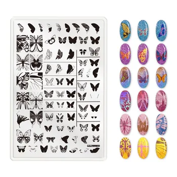 

1PC14.5X9.5 Printed Steel Plate ZJOY-PIUS Butterfly Vintage Flower Pattern 39-42# Nail Printing Template Nail Decoration,Stencil