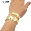 WT-B558 Big Size Bangle Irregular Width Design Hiphop Brass Bangle In Full Gold Plated Simple Style Women Jewelry Bangle 5