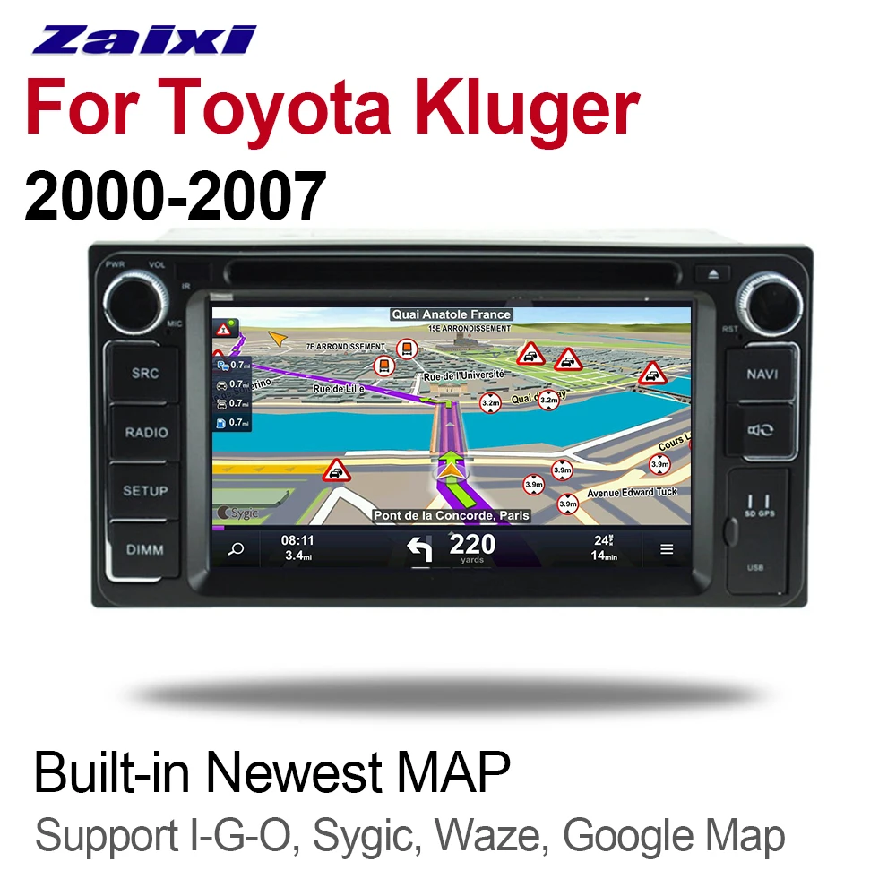 Автомобильный мультимедийный плеер ZaiXi 2 Din Android 9 Авторадио для Toyota Kluger 2000 ~ 2007 DVD GPS