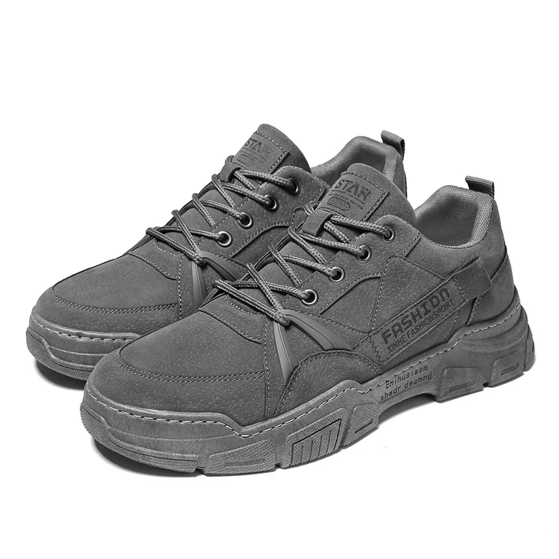 

2021 Spring Autumn Men Shoes Non-slip Lace Up Thick Bottom Hard-Wearing Damping Casual Retro Cool Simple All-match Fashion Shoes