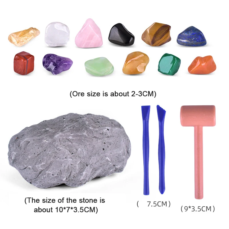 Juego de excavación arqueológica DIY para niños, juguete educativo para niños, regalo de Navidad, modelo de GEMA de colores