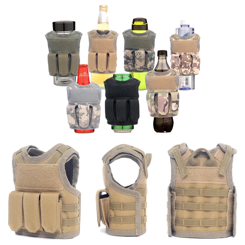 Tactical Beer Bottle Vest  Military Mini Miniature Molle Vest Outdoor Upgraded Bottle Drink Set Adjustable Shoulder Straps 1