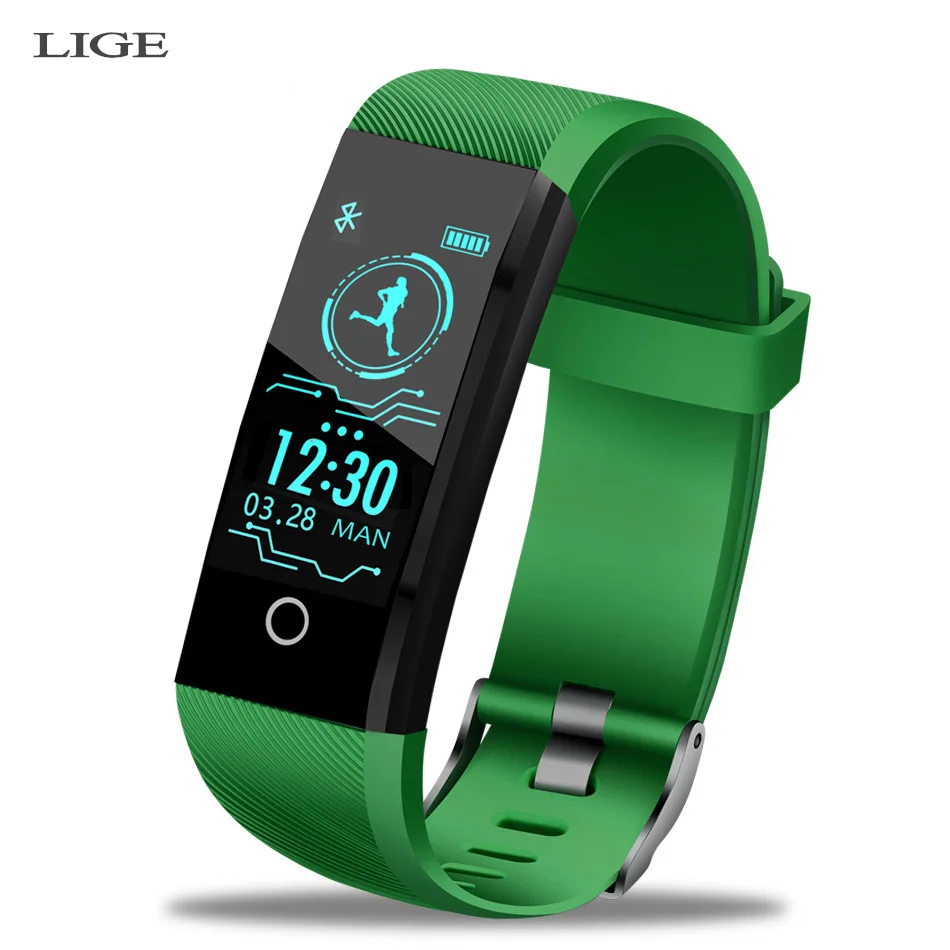 Новые IP68 Водонепроницаемые Смарт-часы монитор сердечного ритма функция кровяного давления для Android IOS фитнес-трекер часы+ коробка - Цвет: Dark green