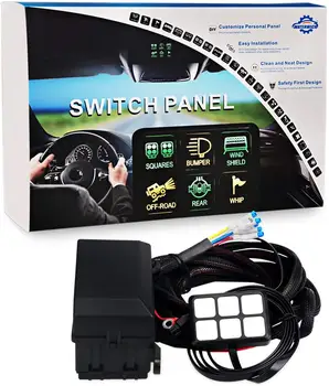 

For Car 6 Gang Switch Panel Electronic Relay System Circuit Control Box Waterproof Fuse Relay Box Wiring Harness Assemblies