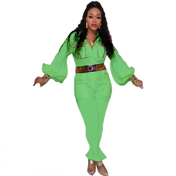 

Women Jumpsuit Casual Rompers Womens Jumpsuit Sexy V Neck Ladies Solid Long Sleeve Spring Autumn Jumpsuit No Belt