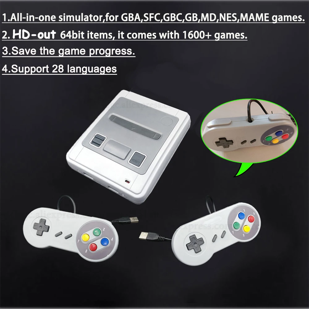 64 Bit 4K HD Arcade Video Game Console for Super Nintendo for Sega HD 1600 Plus Retro Games Mini Gamepad Joystick Dropshipping