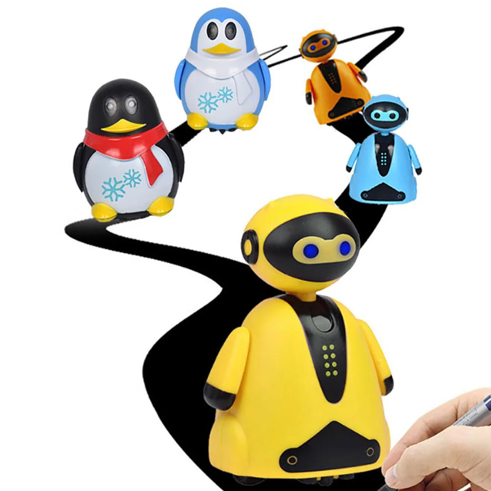 Smart Follow Any Drawn Line Magic Pen Toy Inductive Robot Model Children Kids Gift Car Black Track Map Selfie Run Electric Toy