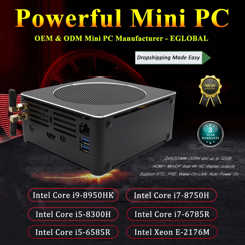 Игровой мини ПК Xeon E 2186M 6 ядер 12 потоков Nuc компьютер Win 10 Pro NVMe PCIe 2 * DDR4 AC WiFi HDMI Mini