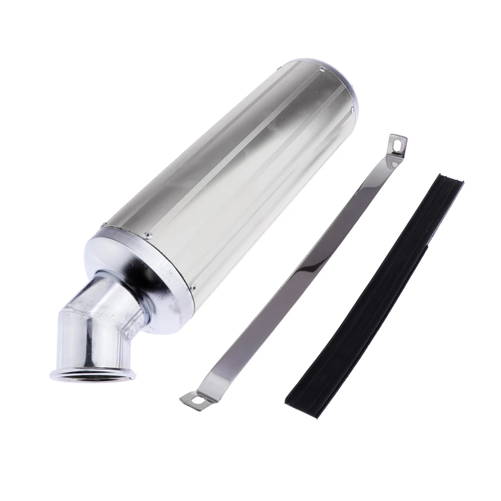 Motorcycle Exhaust Pipe Muffler Silencer Cruiser Chopper Cafe Racer Silver