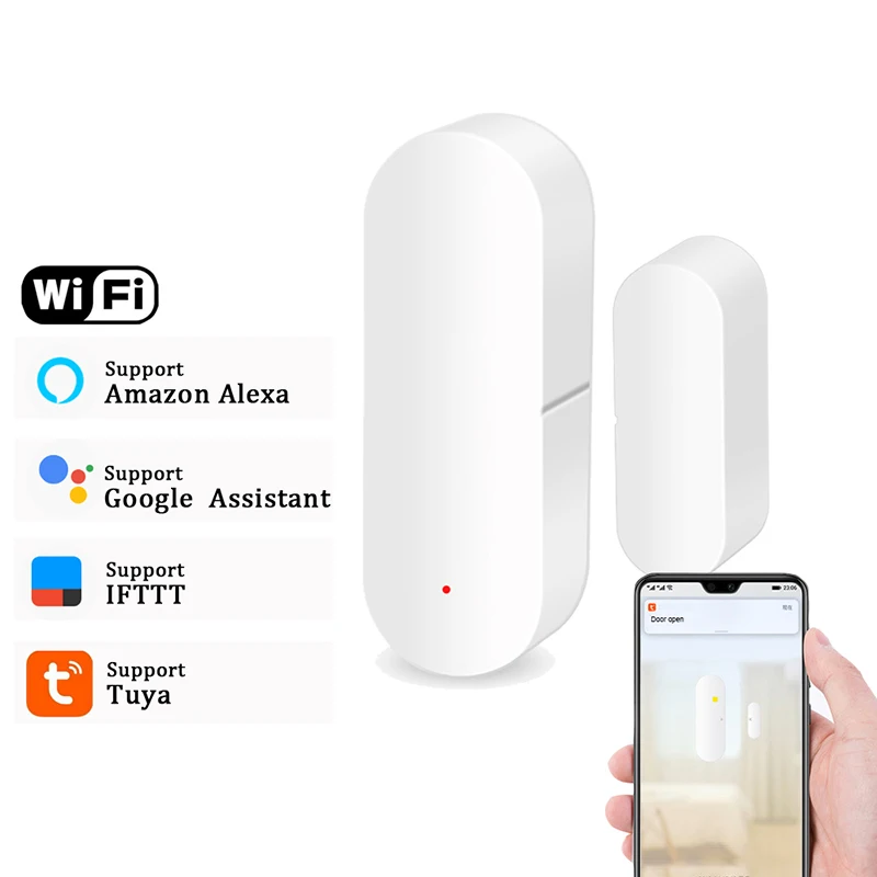 

Smart WiFi Door Window Detector Security Sensor WiFi App Notification Alerts Battery Operated Tuya Support Alexa Google Home