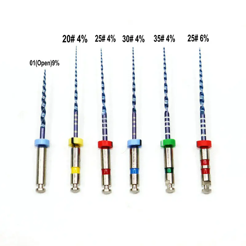 Dental Rotary Files 04 Taper Flexible Files Blue 25mm Assorted Heat ...