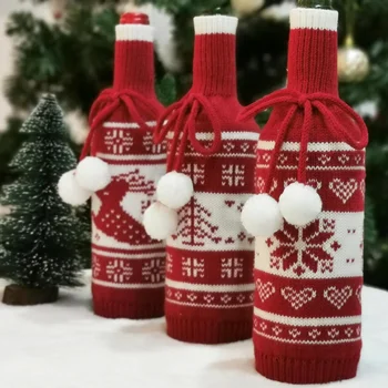 

Christmas Decorations for Home Santa Claus Wine Bottle Cover Snowman Stocking Gift Holders Xmas Decor New Year