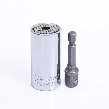 

Universal Torque Wrench Head Set Socket Sleeve 7-19mm Power Drill Ratchet Bushing Spanner Key Magic Grip Multi Hand Tools