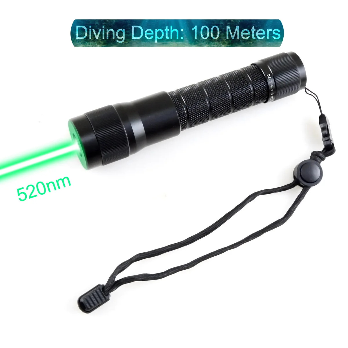 CWLASER 520 нм зеленый/650 нм Красный/405 нм фиолетовый/450 нм Синий Фокусируемый(IPX-8) Водонепроницаемый Дайвинг лазерный фонарик(черный