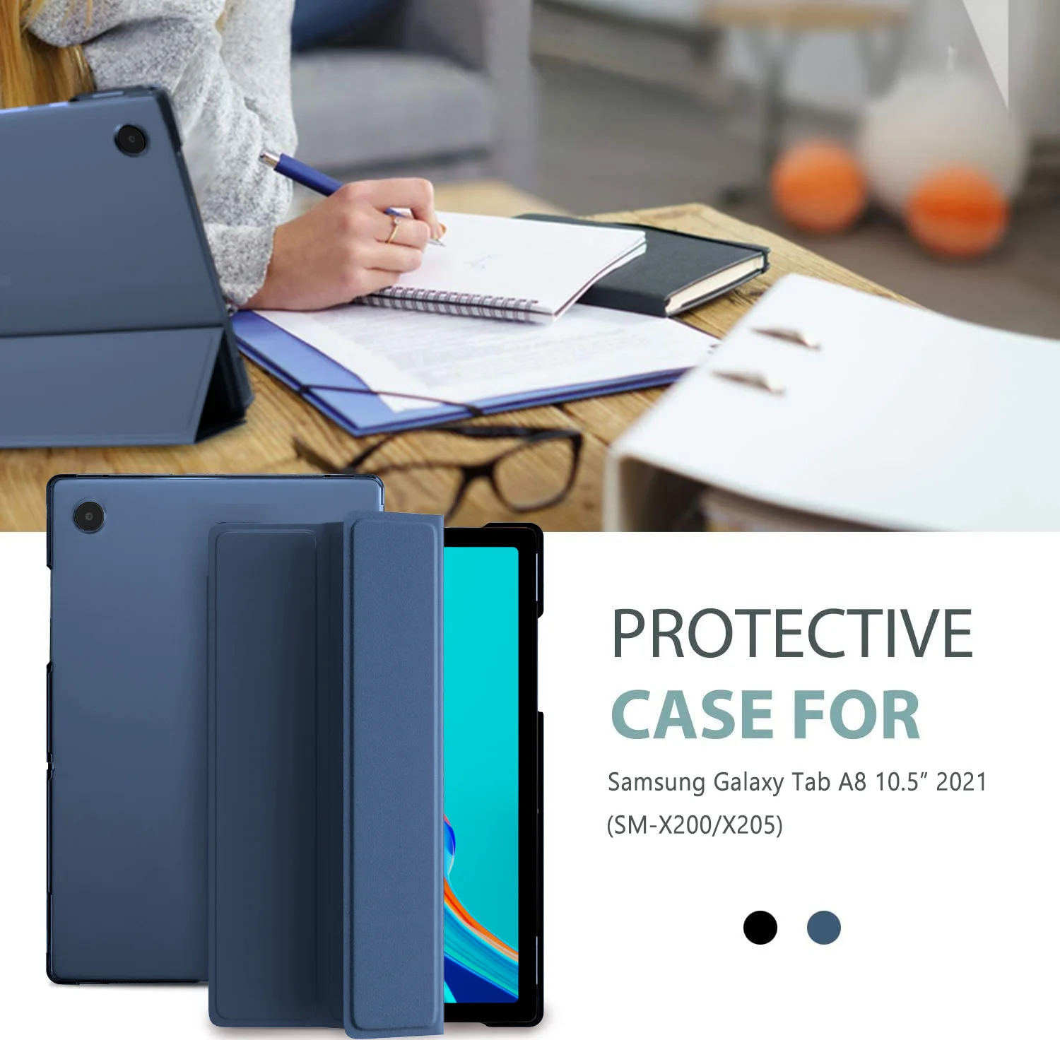 For Samsung Galaxy Tab A8 10.5 inch 2022 Tablet Cover for Samsung Tab A8 10.5 SM-X200/X205 Tri-folding Stand Case for A7 Lite