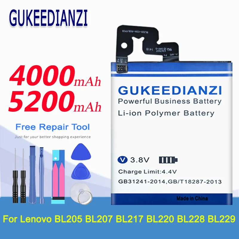 Сменная батарея GUKEEDIANZI 3600mah-4700mahдля Lenovo A8 A 8 A806 A808T 806 808T BL205 BL207 BL217 BL220 BL228 BL229 |