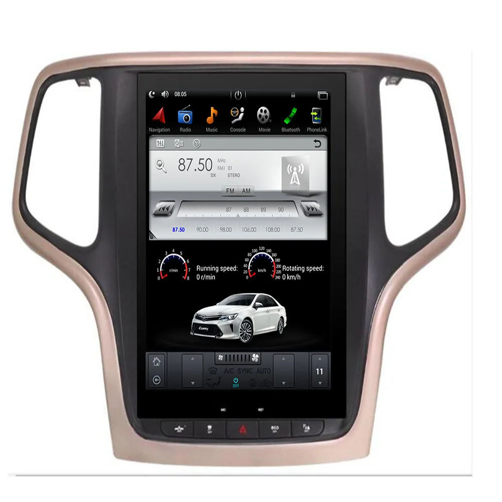 

10.4'' Tesla style Android 9.0 Car dvd player GPS Navigation For JEEP Grand Cherokee 2012-2018 stereo radio headunits GOLD BLACK