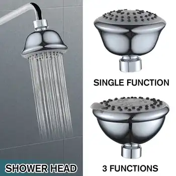 

NEW High Pressure ABS Silver Shower Head Wall Mounted Showerheads with Single/3-Mode Showering Swivel Joint Adjustable Faucet