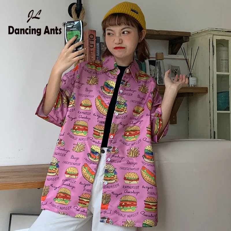 Woman Shirts Three Quarter Sleeve Turn-down Collar Long Blouses 2020 Spring Vintage Printed Streetwear Button Loose Female Shirt | Женская