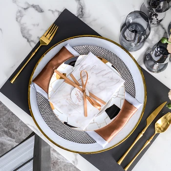 

Western Style Model Room Western Cutlery Set Dining Table Setting Decoration Plate Coffee Color Soft Decoration Decoration Plate