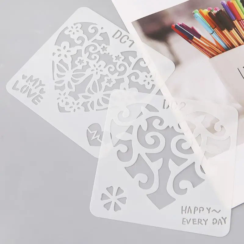 12Pcs Flower Heart Drawing Molds Plastic Children Painting Stencils DIY Paper Art Craft Card Label Scrapbook Educationa