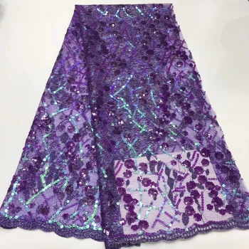 

High quality 2019 sequin tulle French Nigeria lace fabric embroidered African lace fabric women dress J34891