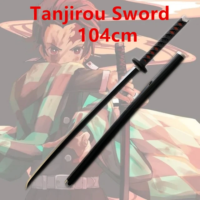 104cm Demon Slayer Sword Weapon Kamado Tanjirou Black Sowrd Cosplay 1:1 Ninja Knife PU Prop Kimetsu no Yaiba Anime Sword 1