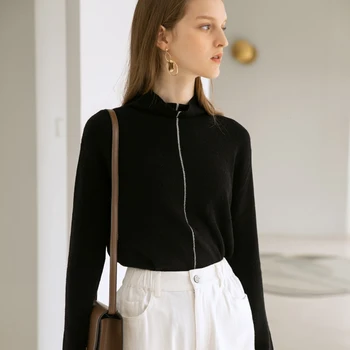 

half turtleneck sweaters for women wool pullover female short slim long sleeves ladies jacket outerwear basicshirt