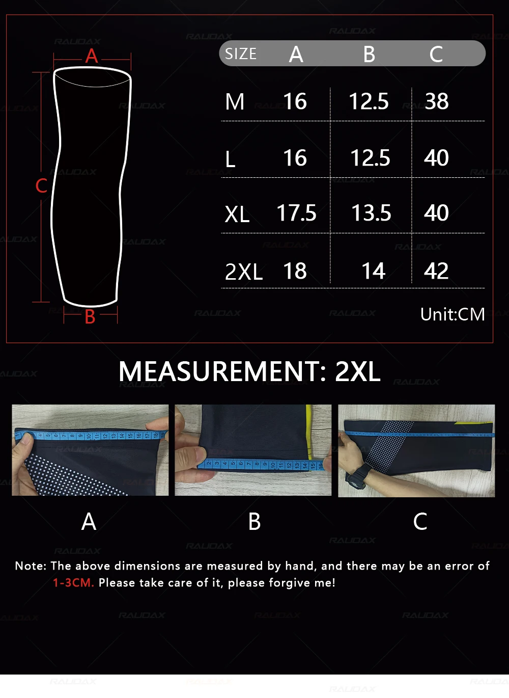 Description Picture 5 of itemRaudax-Knee Warmer for Cycling, Black Leg Warmer, Protection,Breathable Arm Warmer, Running and Racing,MTB Bike Sleeves,202 Team