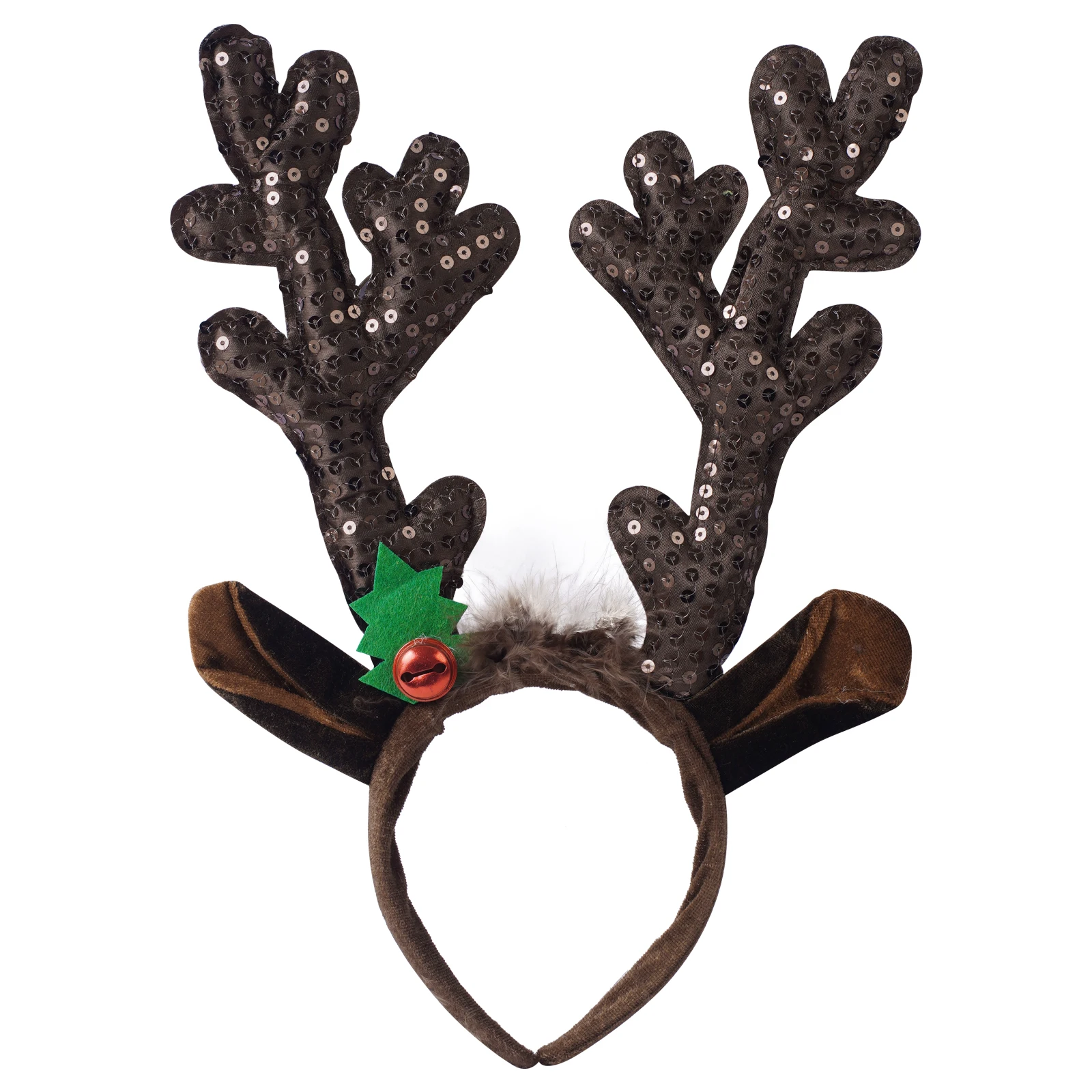ZORVYN Weihnachts Geweih Haarreif Set - 2 Stück Rentier Stirnbänder Mit Glöckchen