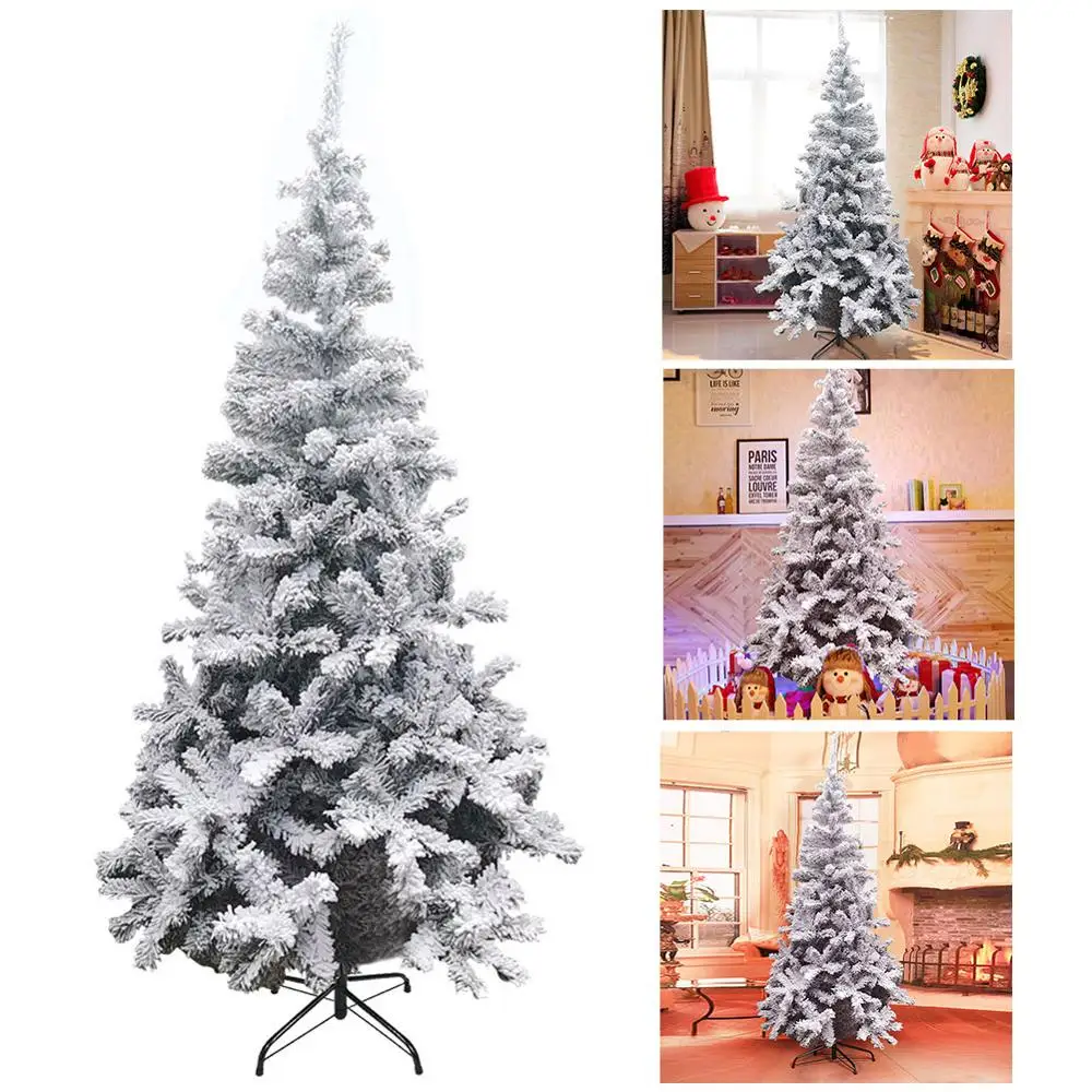 

Newly Snow Flocked Hinged Artificial Christmas Pine Tree Decoration Holiday with Metal Stand XSD88