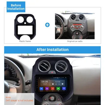 

Harfey Car Auto Radio Fascia Frame 9 inch Cover for NISSAN MARCH 2010 Panel in Dash Trim Installation Mount Kit 2Din OEM style
