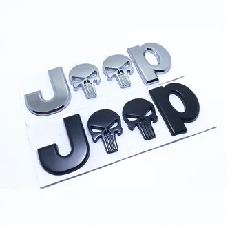 

3D Metal Chrome Auto Car Stickers 4 Drive Skull Emblem Badge Decals Car Body Sticker Accessories for Jeep Cherokee Car Styling
