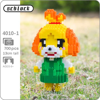 

SC 4010-1 Game Animal Crossing Dog Isabelle Girl 3D Model 700pcs DIY Mini Diamond Blocks Bricks Building Toy for Children no Box