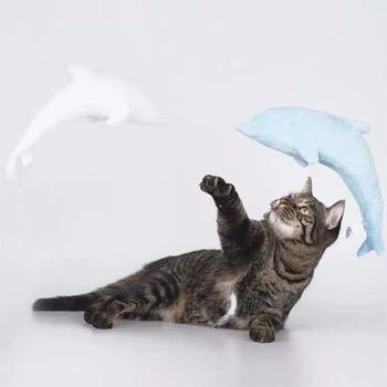 

Soft plush cotton pet dolphin type cat toy interactive gift built-in catnip plush toy pillow play pet toy supplies