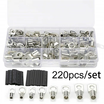 

220pcs/Set Shrinkable Tubes Terminal Battery Cable Ring Lugs Crimp Connectors