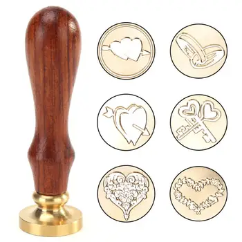 

DIY Craft Love Heart Wax Sealing Stamp Retro Wood Handle Copper Seal Wax Stamp For Envelop Decortaion Wedding Supplies