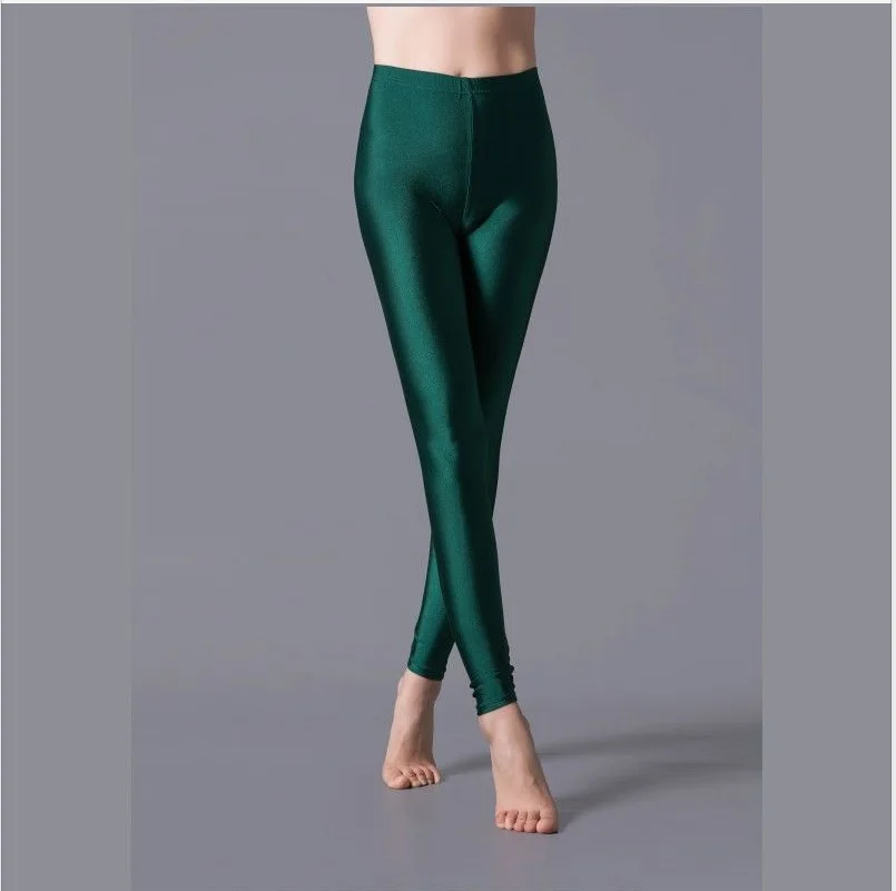 VISNXGI Women Shiny Gym Pants Fitness Leggings Candy Color Ankle Length Trousers Solid Fluorescent Spandex Elastic New Bottom best leggings for women