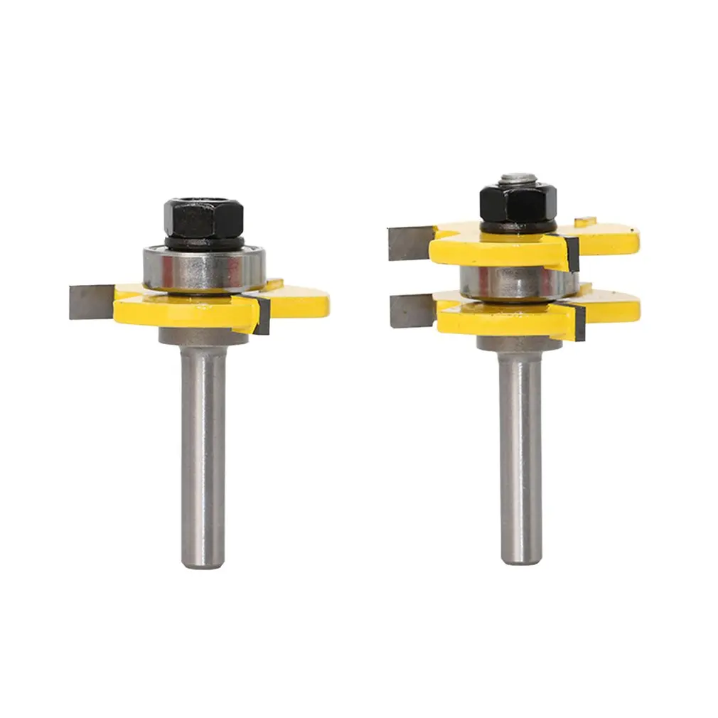 

2pcs 8MM Shank Tongue & Groove Joint Assembly Router Bit Set high quality Woodworking Cutter Tool T-type Milling Cutter
